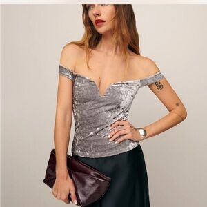 Reformation Andria Knit Top NWT XS Moonlight Velvet